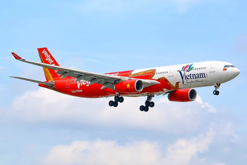 Vietjet Airbus A330 in Vietnam Timeless Charm livery in flight