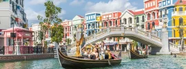 Water taxi gondola on the Venice canals at Grand World Phu Quoc